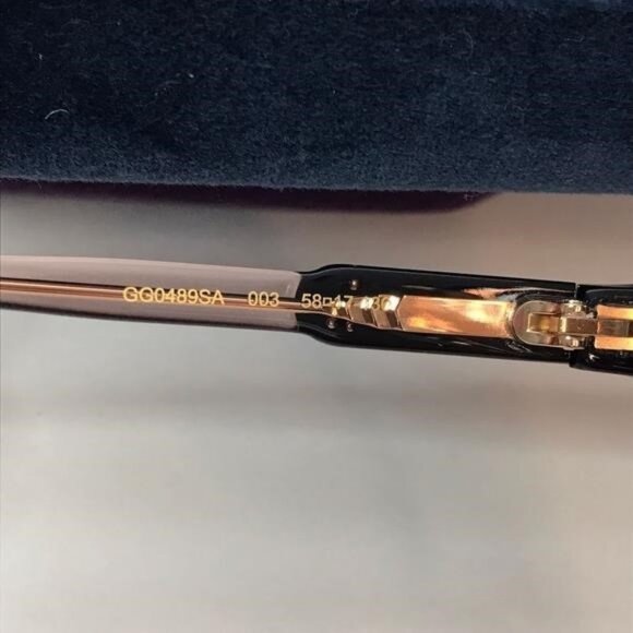 Auth GUCCI Square Sunglasses GG0489SA 003 Black Gold Interlocking GG Pink - Picture 9 of 9